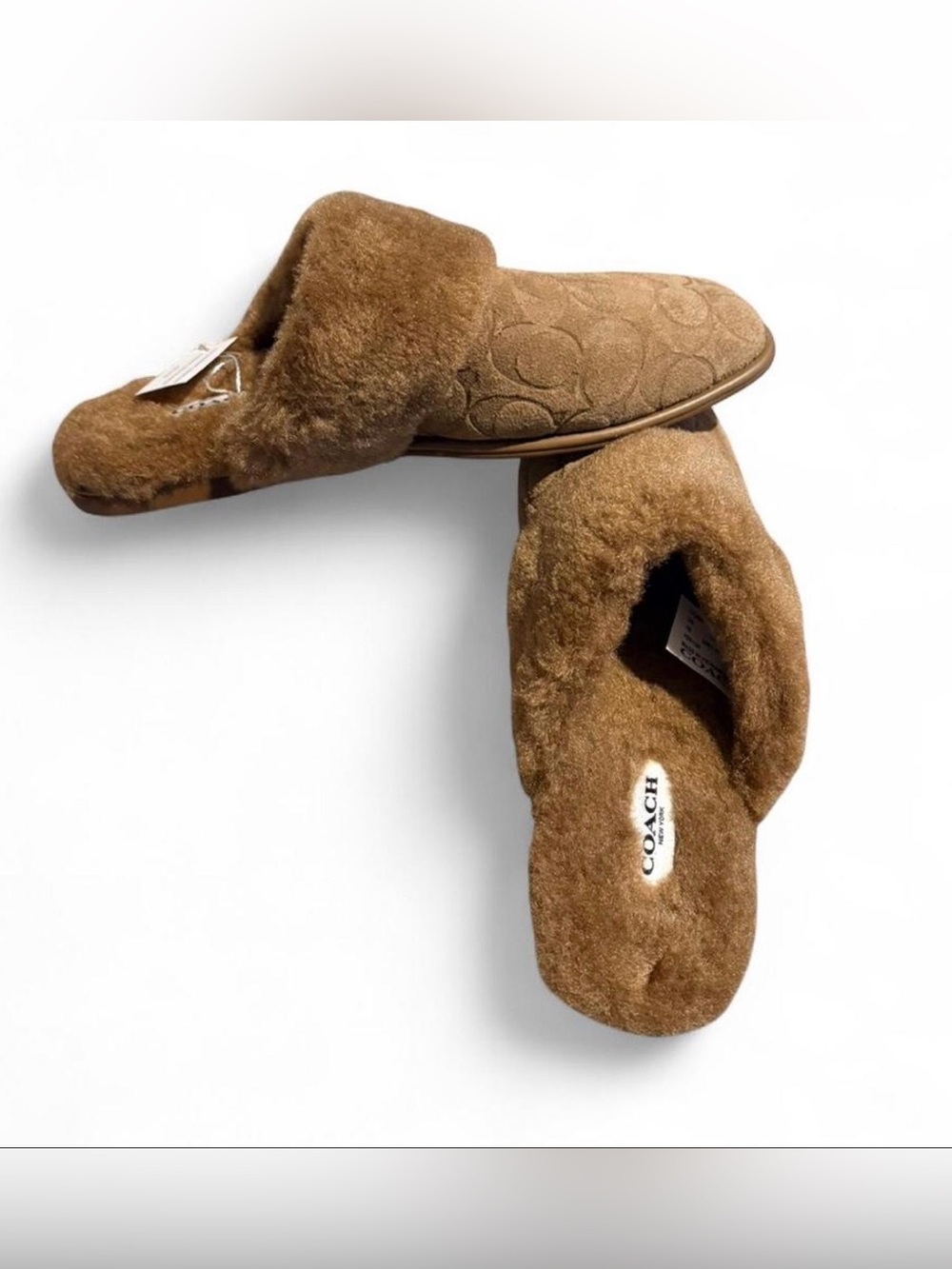 Coach Brown Shearling Slide Slippers